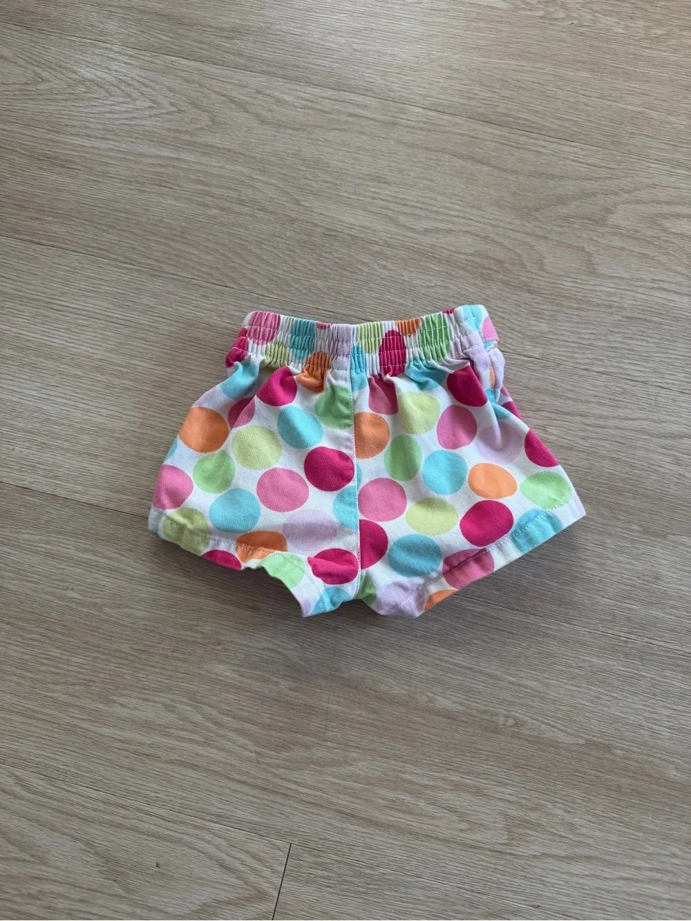 Gymboree Baby Girl 12-18M Polka Dot Pink Green Blue Elastic Waist Shorts Cute!